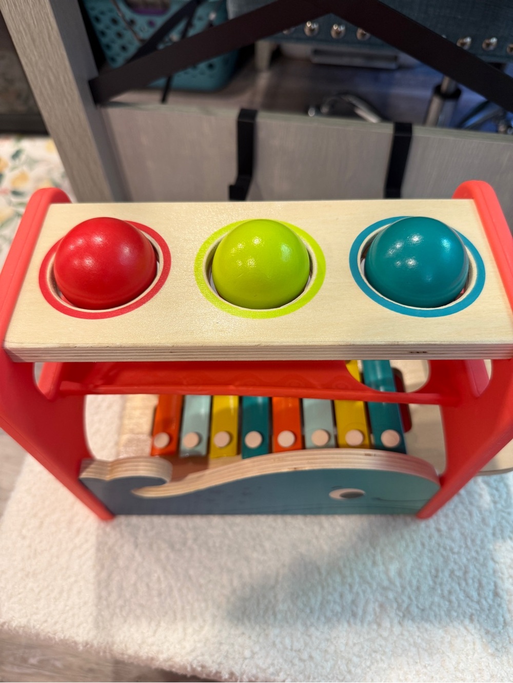 Battat Wooden Whale Pound & Tap Bench with Xylophone | Montessori Musical Toy - Picture 3 of 9